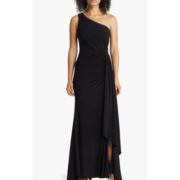 Vince Camuto New Womens One Shoulder Ruched Side Gown Dress Black 2 Classic Glam - Picture 4 of 15